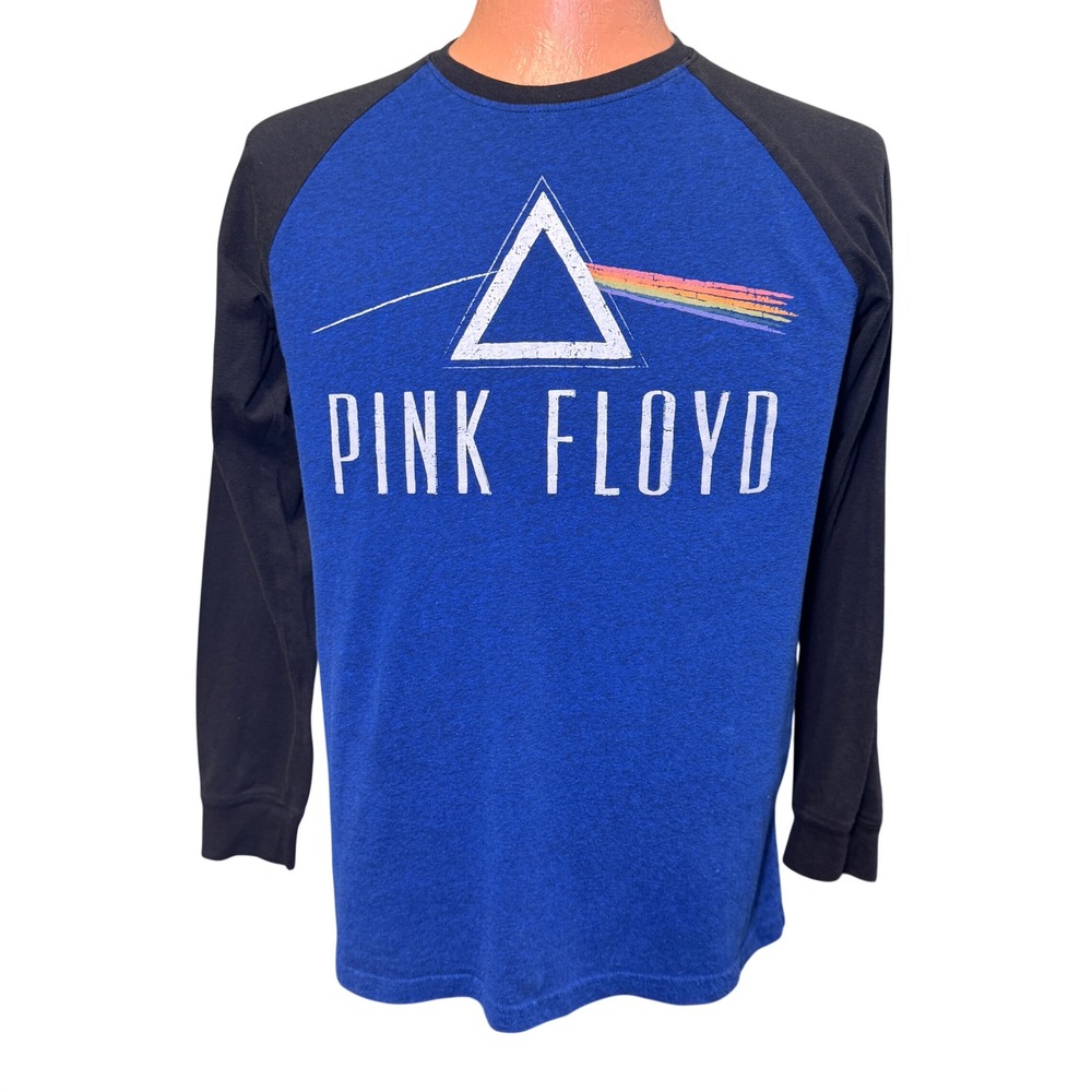 Pink Floyd Dark Side of the Moon Raglan Graphic Tee Blue Black Mens Medium